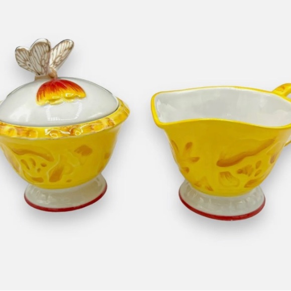 Fitz And Floyd Flower Market Sugar And Creamer Set New In Box - Picture 6 of 7